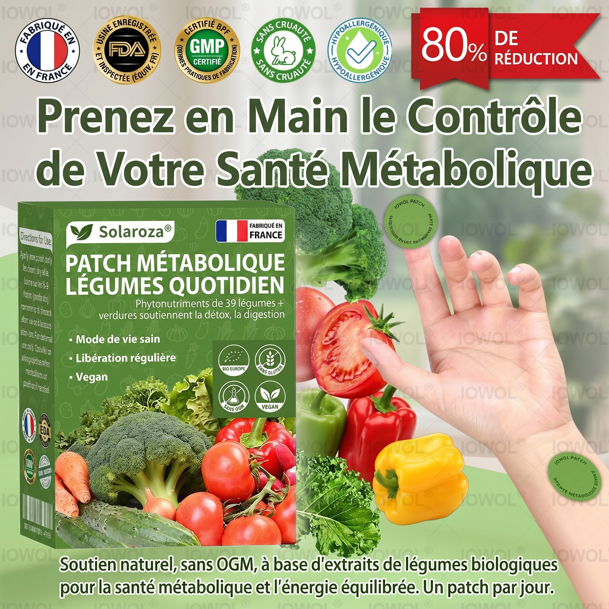 🥦Solaroza® | Patchs Métabolisme Bio-Nutriments – Complexe 39 Légumes & Super-aliments