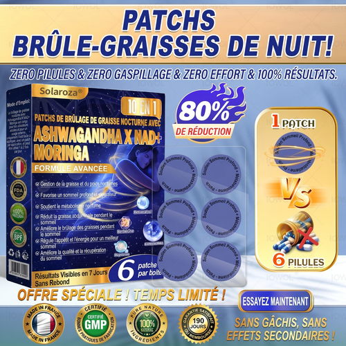 Solaroza® NIGHT-TIME FAT BURNING PATCHES! ZERO PILLS & ZERO WASTE & ZERO STRUGGLE & 100% RESULTS.